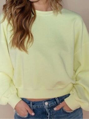 Agolde Thora Balloon Sleeve Sweatshirt in Limoncello